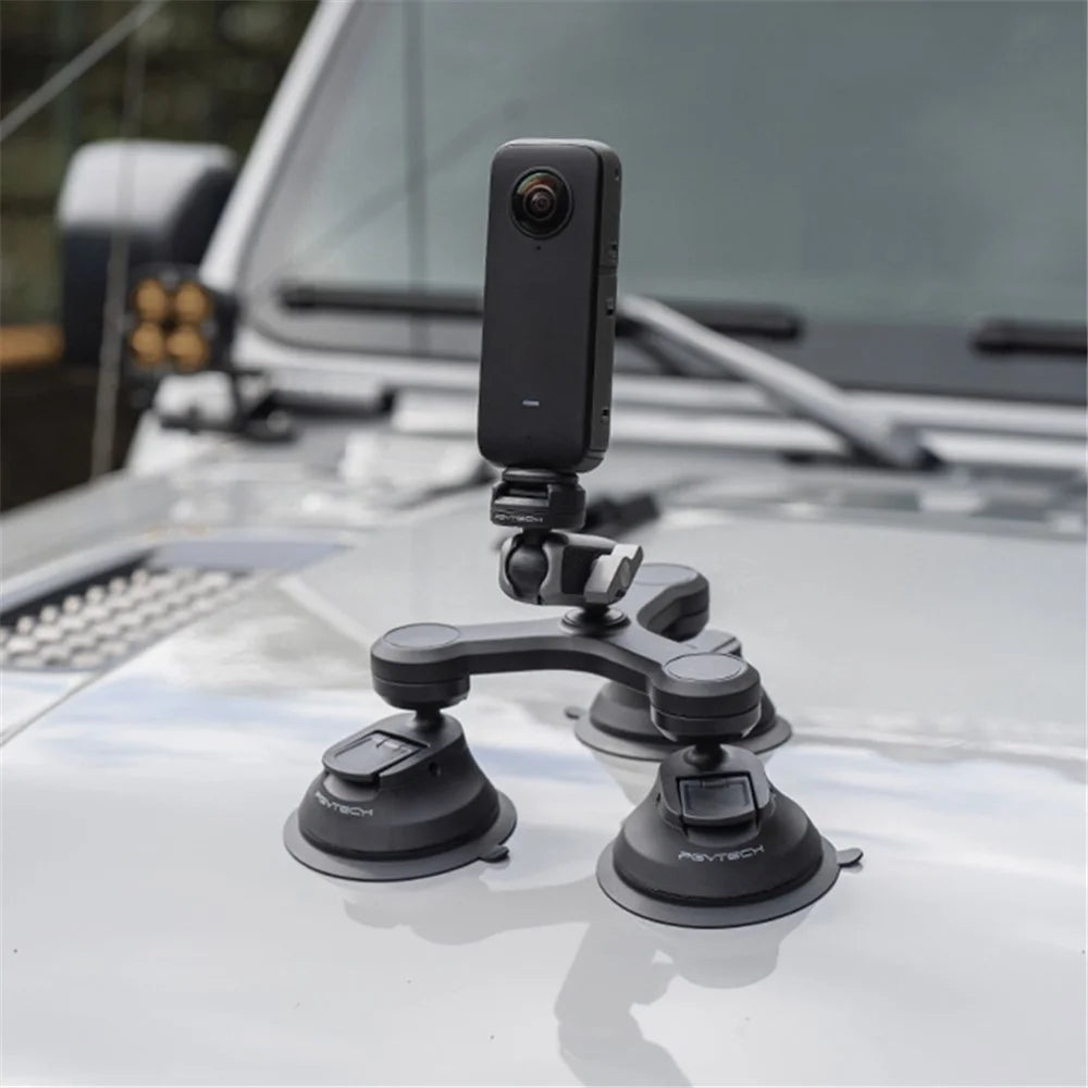 PGYTECH P-GM-224 CapLock Triple Suction Cup Bracket Mount with Ball Head for GoPro  /  Go3  /  Action 4  /  Mobile Phone - 6