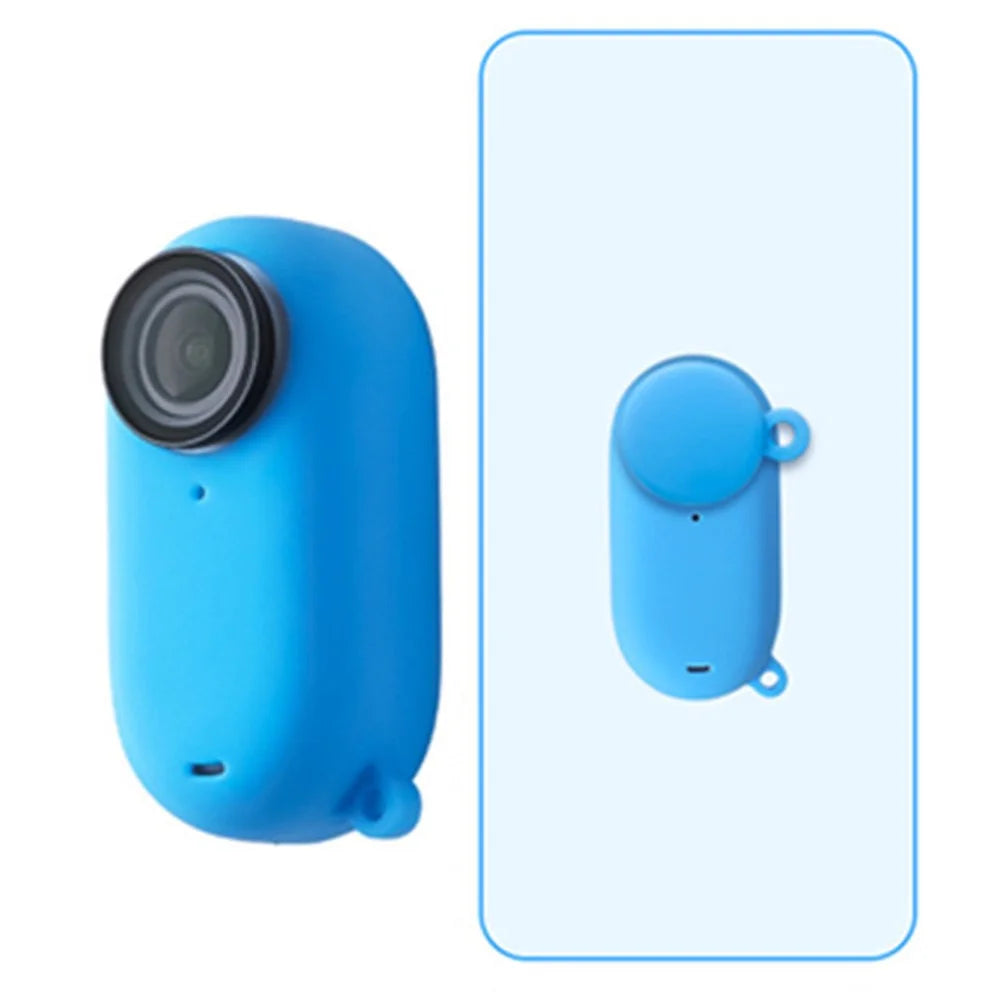 Silicone Case Sleeve for Insta360 Go 3 Thumb Camera Protective Cover with Lens Cap - Blue - 2