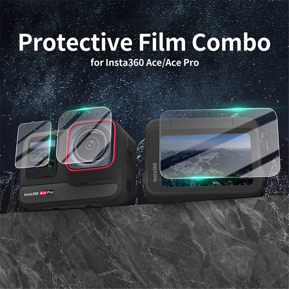 SUNNYLIFE 1 Set For Insta360 Ace Pro Anti-Scratch Tempered Glass Film Clear Camera Screen Protector - 2