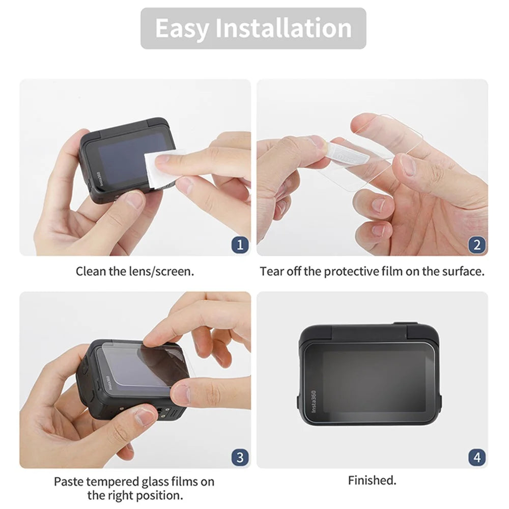 SUNNYLIFE 2 Sets For Insta360 Ace Pro Camera Screen Protectors HD Clear Tempered Glass Films Kits - 5