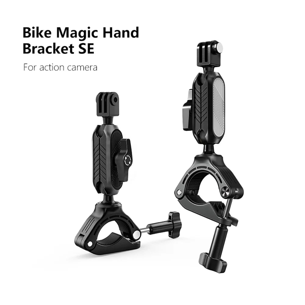 JUNNX JX-GP-10-B Bicycle Handlebar Mount with Phone Clip for GoPro Hero 11 10 9, DJI Camera Bike Clamp Holder with 360-Degree Rotation - 2