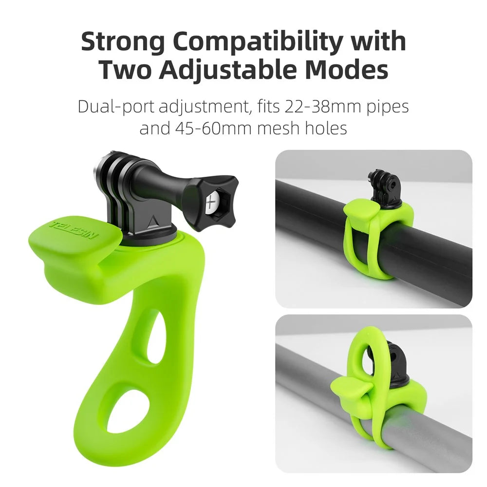 TELESIN TLQ-001 Silicone Strap Mount Flexible Wrap Band for GoPro Action Camera Bike Motorcycle Handlebar Holder - Black - 6