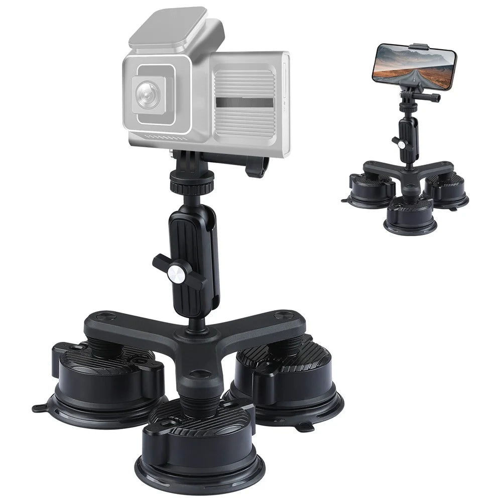 K01-3LP Extension Rod Sucker Mount Camera Bracket Car Shooting Support Stand with Phone Clip - 2