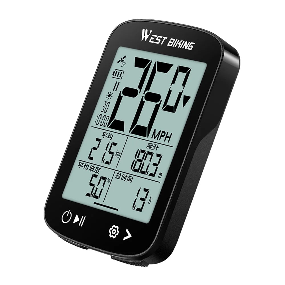 WEST BIKING YP0702112 GPS Bike Computer Waterproof 2.4 Inch LCD Screen Cycling Wireless Speedometer - Black - 2