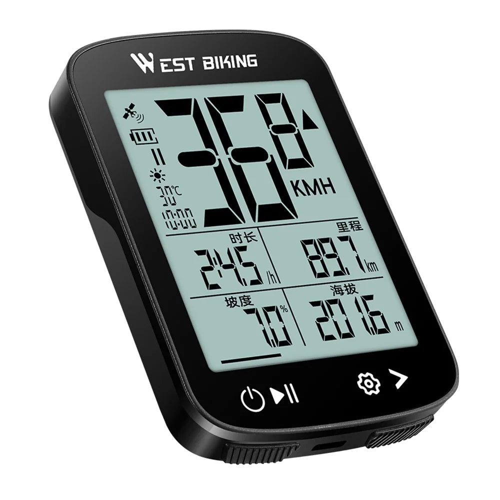 WEST BIKING YP0702112 GPS Bike Computer Waterproof 2.4 Inch LCD Screen Cycling Wireless Speedometer - Black - 3