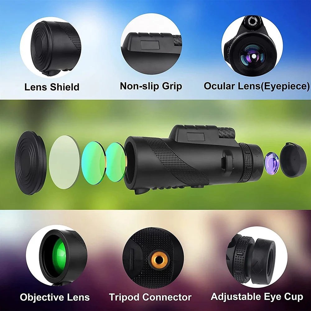 DT5060 Outdoor Night Vision 50x60 High Power Monocular HD Multilayer Green Film Telescope - 4