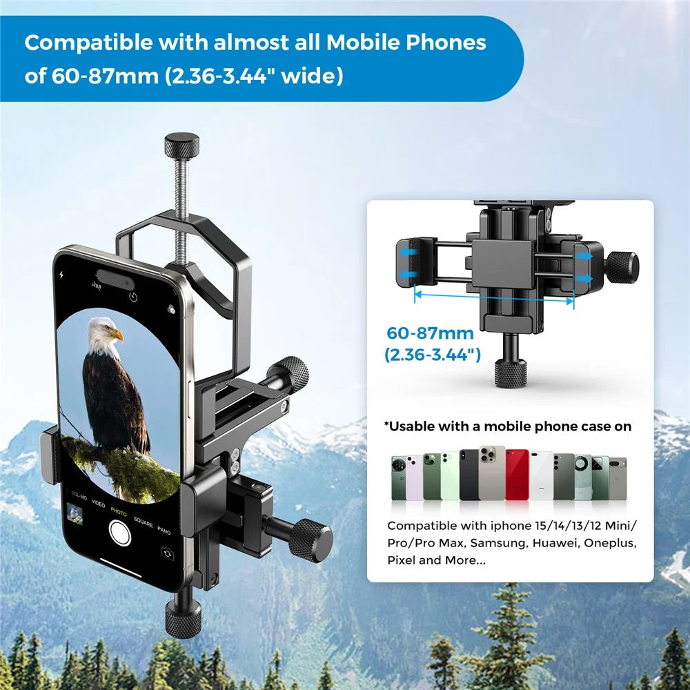 APEXEL APL-F003 Universal Digiscoping Adapter Phone Telescope 3-Axis Metal Holder Mount Eyepiece Connector - 6