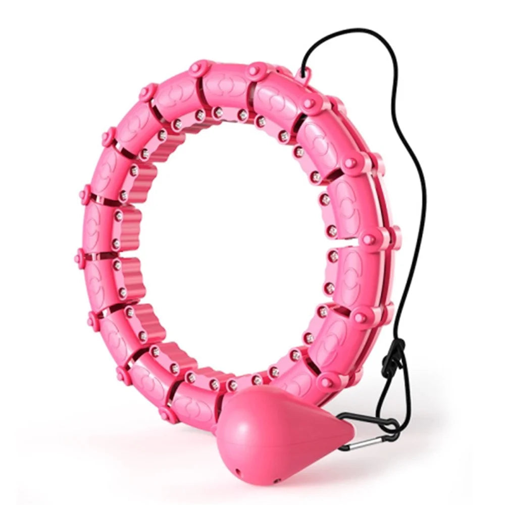 21 Sections Detachable Slimming Hoop Weight Loss Abdominal Waist Massage Weighted Fitness Hoop - Pink - 1