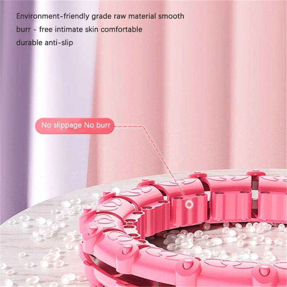 18 Sections Massage Fitness Hoop Detachable Weighted Slimming Hoop for Abdominal Waist Weight Loss - Pink - 4