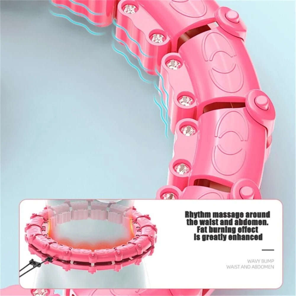 18 Sections Massage Fitness Hoop Detachable Weighted Slimming Hoop for Abdominal Waist Weight Loss - Pink - 7