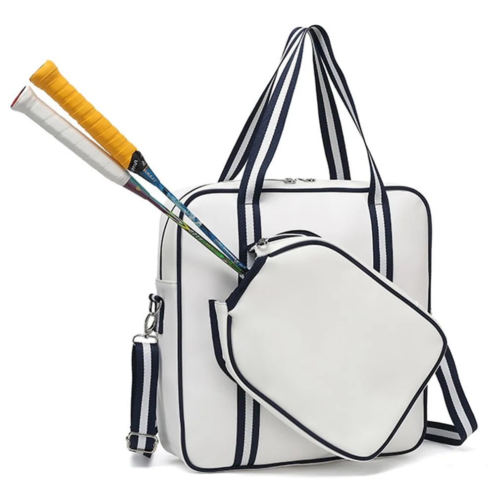 5625 PU Leather Racket Storage Bag Handbag Gym Bag Crossbody Shoulder Bag - Dark Blue - 2
