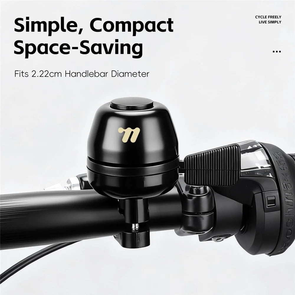 WEST BIKING YP0706065 Copper Bicycle Bell with Adjustable Spring Paddle for Mountain Road Bike Clear Sound Cycling Warning Bell - Black - 2