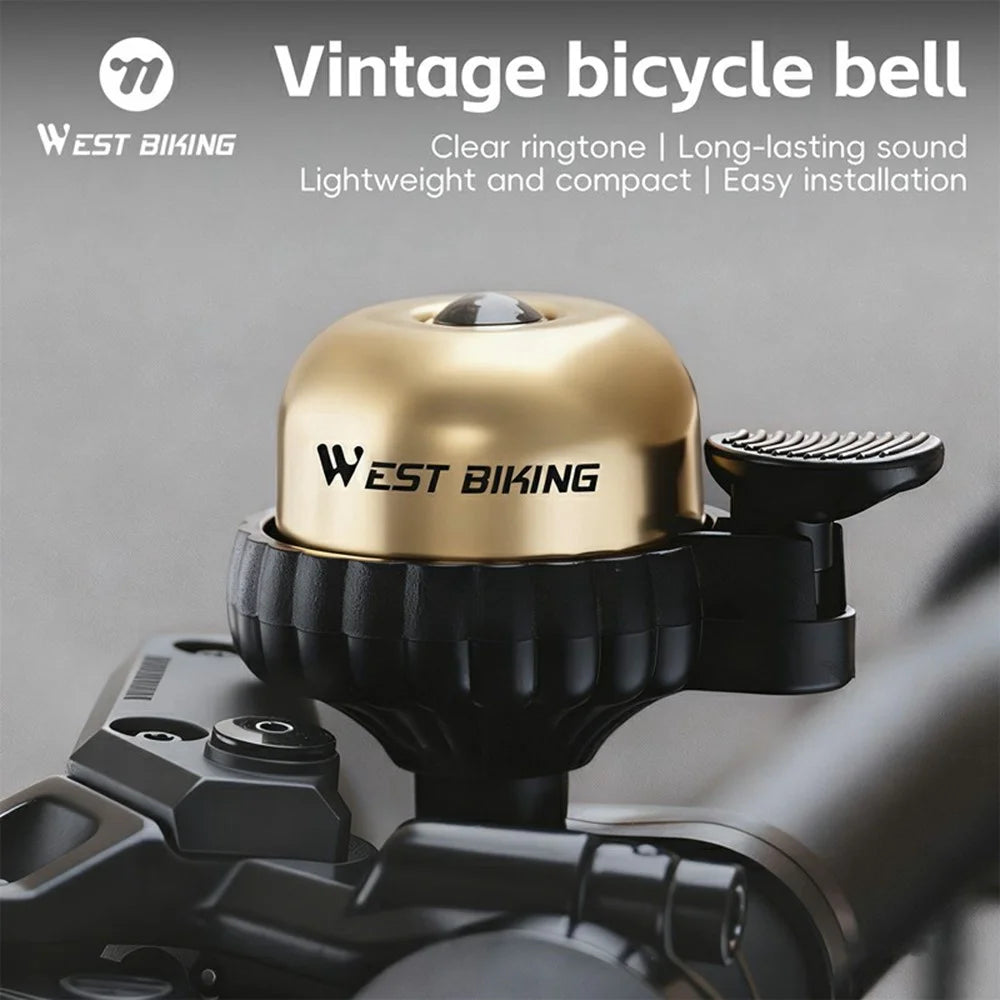 WEST BIKING YP0706068 Vintage Bicycle Copper Bell Waterproof Cycling Safety Alert for Mountain Bike - Black - 3