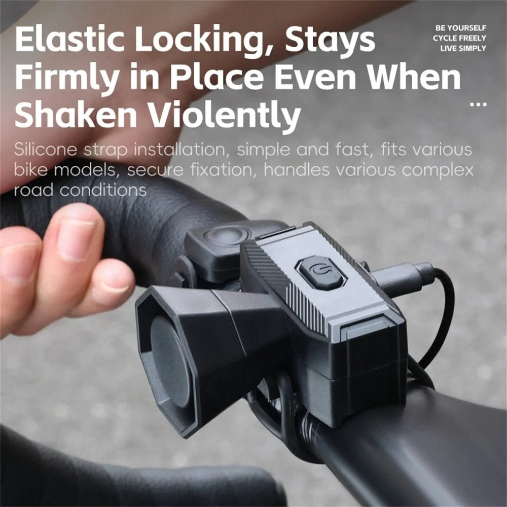 WEST BIKING YP0706071 Bicycle Electric Bell Line-Controlled Bike Horn High Decibel Cycling Bell for Mountain Bikes - Black - 6