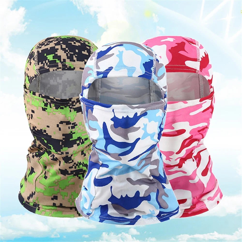 Outdoor Quick Dry Ice Silk Balaclava Face Cover Sun Protection Elastic Neck Gaiter Scarf - Camouflage Sky Blue - 2