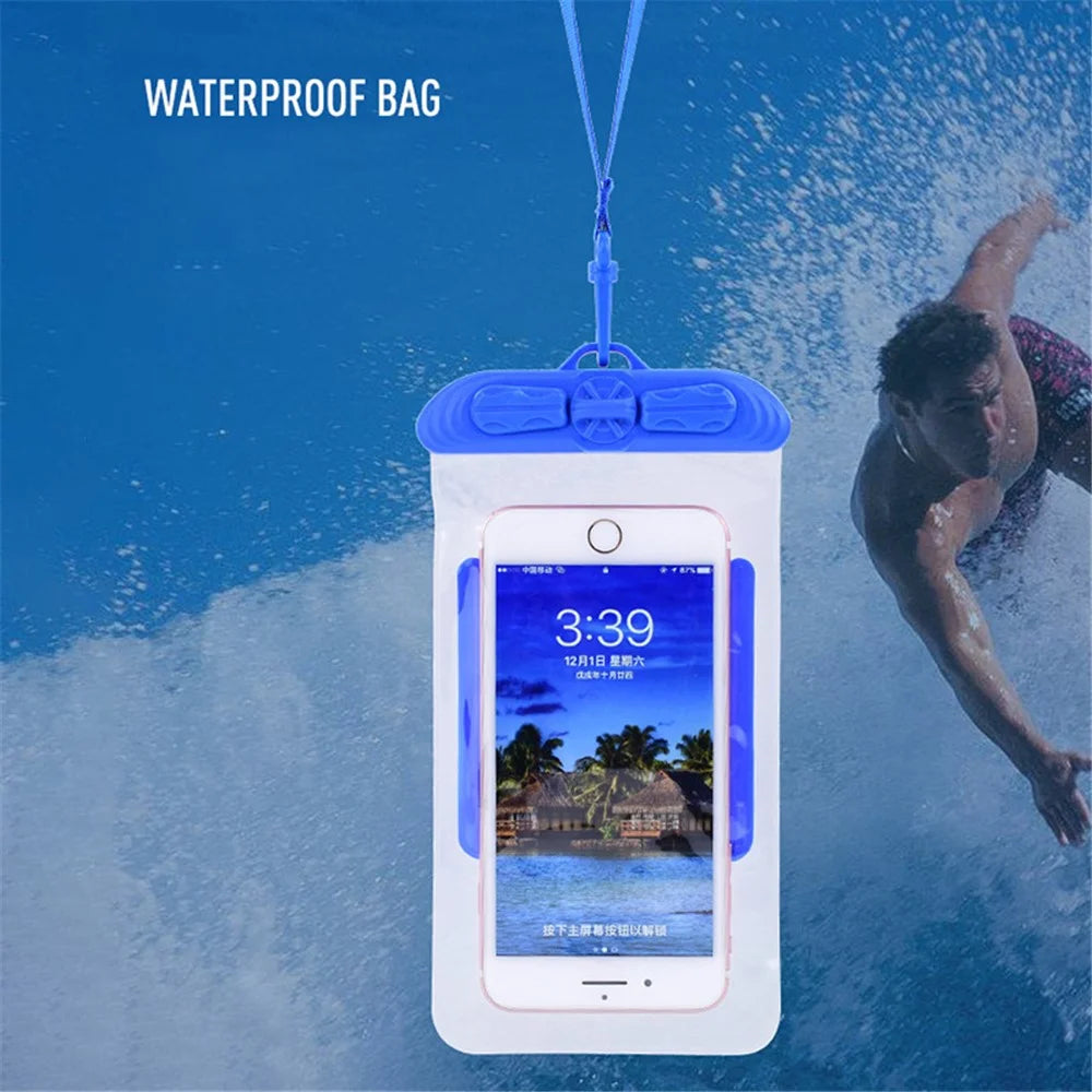 T-35C Universal Waterproof Bag for 5.2-6.4 inches Cell Phone Beach Pool Dry Bag Pouch with Lanyard for Swimming - Blue - 3