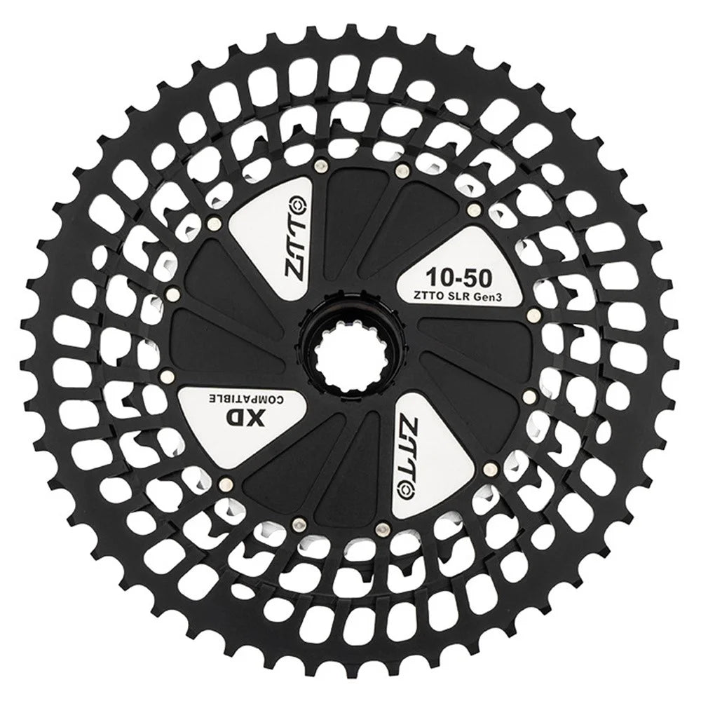 ZTTO 12-Speed 10-50T Mountain Bike XD Cassette Lightweight MTB Freewheel Sprocket - Black+Silver - 2