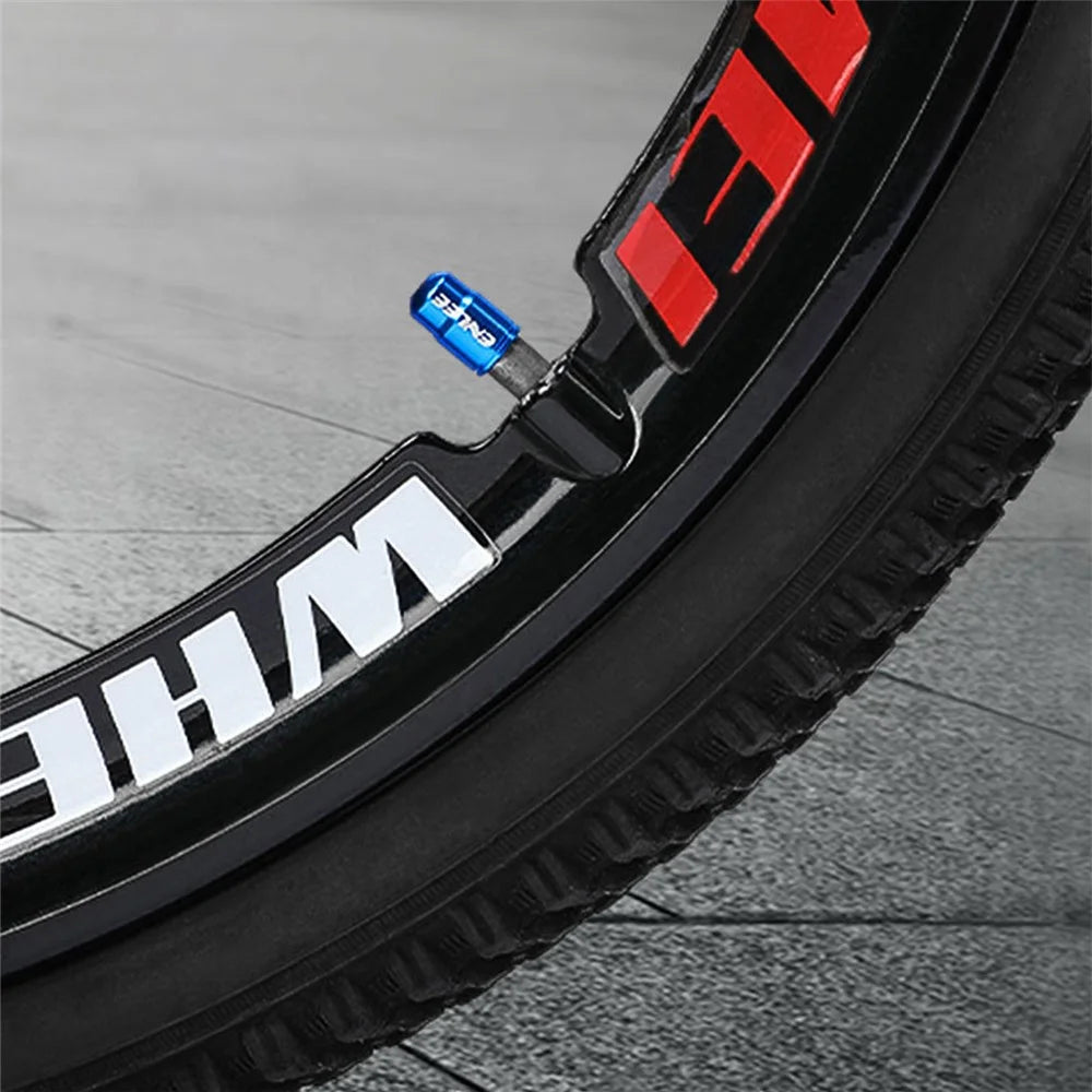 ENLEE E-MZ504 2Pcs Corrosion Prevention Aluminum Alloy Tire Valve Caps Universal Valve Stem Dustproof Covers for Bike Road Bike Mountain Bike - Schrader Valve/Black - 2