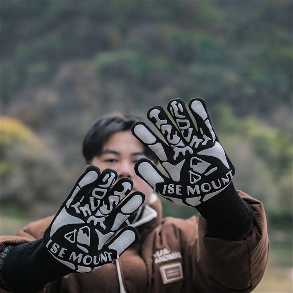 HALIN 1 Pair Outdoor Heat Resistant Camping Picnic BBQ Gloves Insulated Anti-scald Gloves - 7