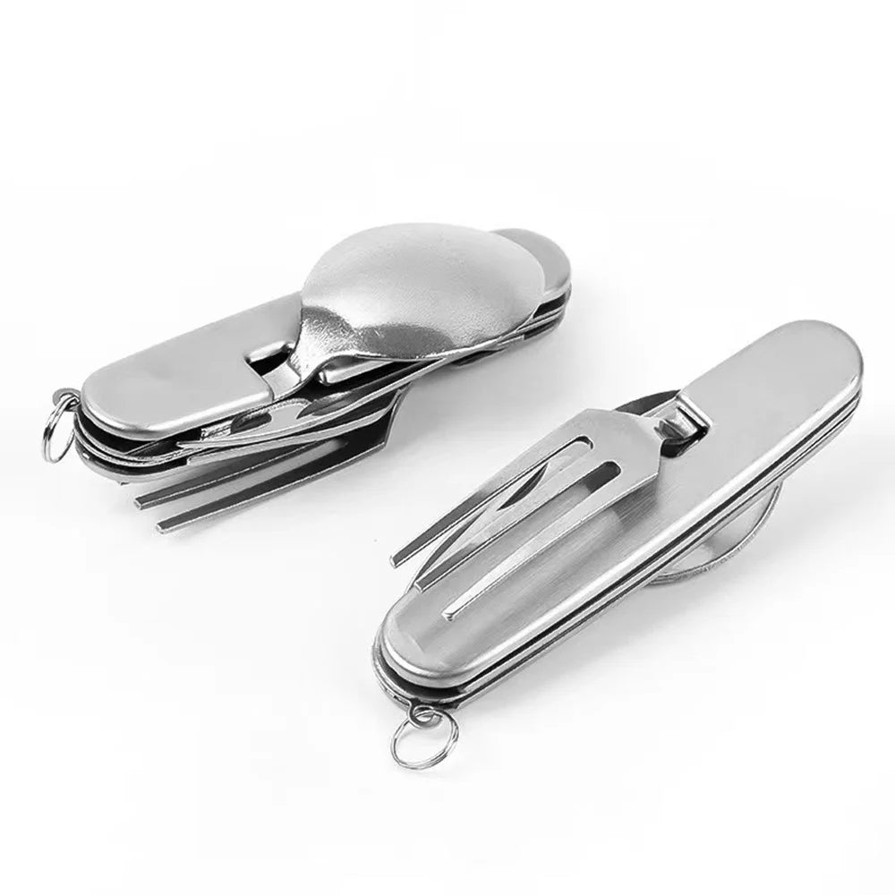 HALIN 2Pcs / Set Camping Cutlery Set Stainless Steel Knife Fork Spoon Outdoor Flatware (No FDA Certificate) - 3