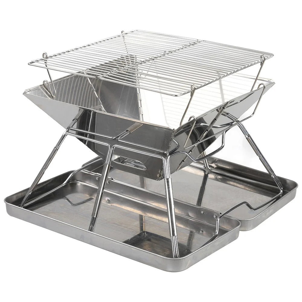 HALIN Camping Burning Stove Potable Folding Stainless Steel Backpacking BBQ Grill for Picnic (BPA-Free, No FDA Certified) - 3