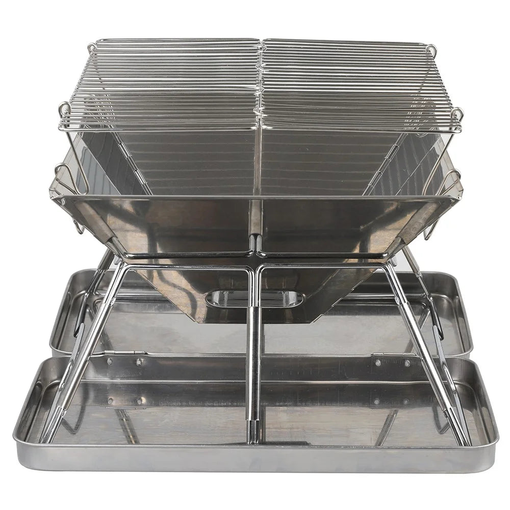 HALIN Camping Burning Stove Potable Folding Stainless Steel Backpacking BBQ Grill for Picnic (BPA-Free, No FDA Certified) - 4
