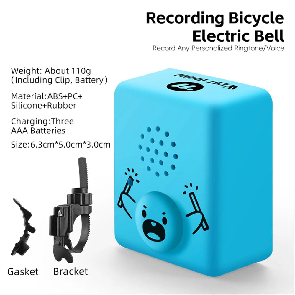 WEST BIKING 120dB Bike Bell Audio Recording Electric Horn for Mountain Bike Electronic Bicycle ( with Battery ) - Blue - 2
