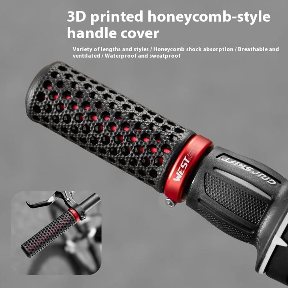 WEST BIKING YP0804092 1 Pair Mountain Bike Long + Short Grips 3D Printed TPU Anti Slip Handlebar Grips - Black / Pink - 2