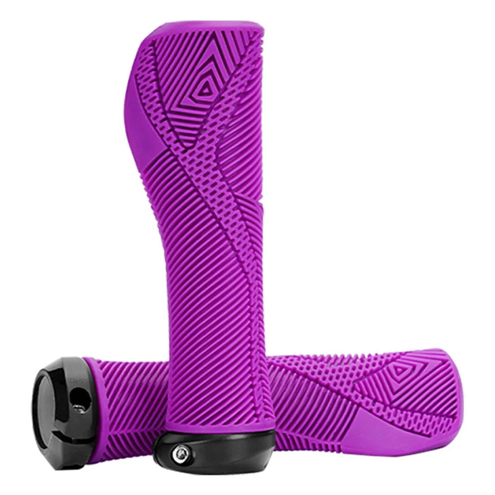 ENLEE E22145 1 Pair Bicycle Handlebar Grips Mountain Folding Bike Anti-Slip Rubber Grips Lockable Shock-Absorbing for Cycling - Purple - 1