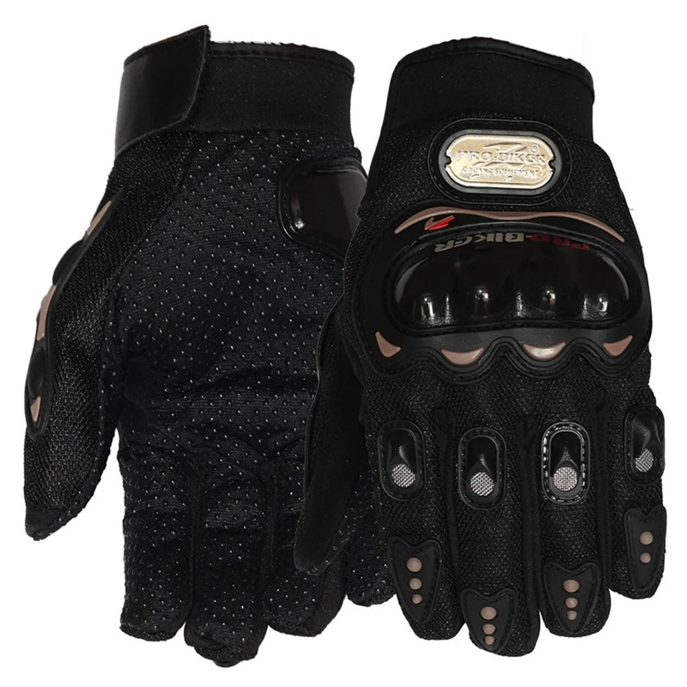 RIDING TRIBE MCS-01C 1 Pair Waterproof Warm Motorcycle Riding Gloves Outdoor Motocross Full Finger Protection Gloves - Black/M - 1