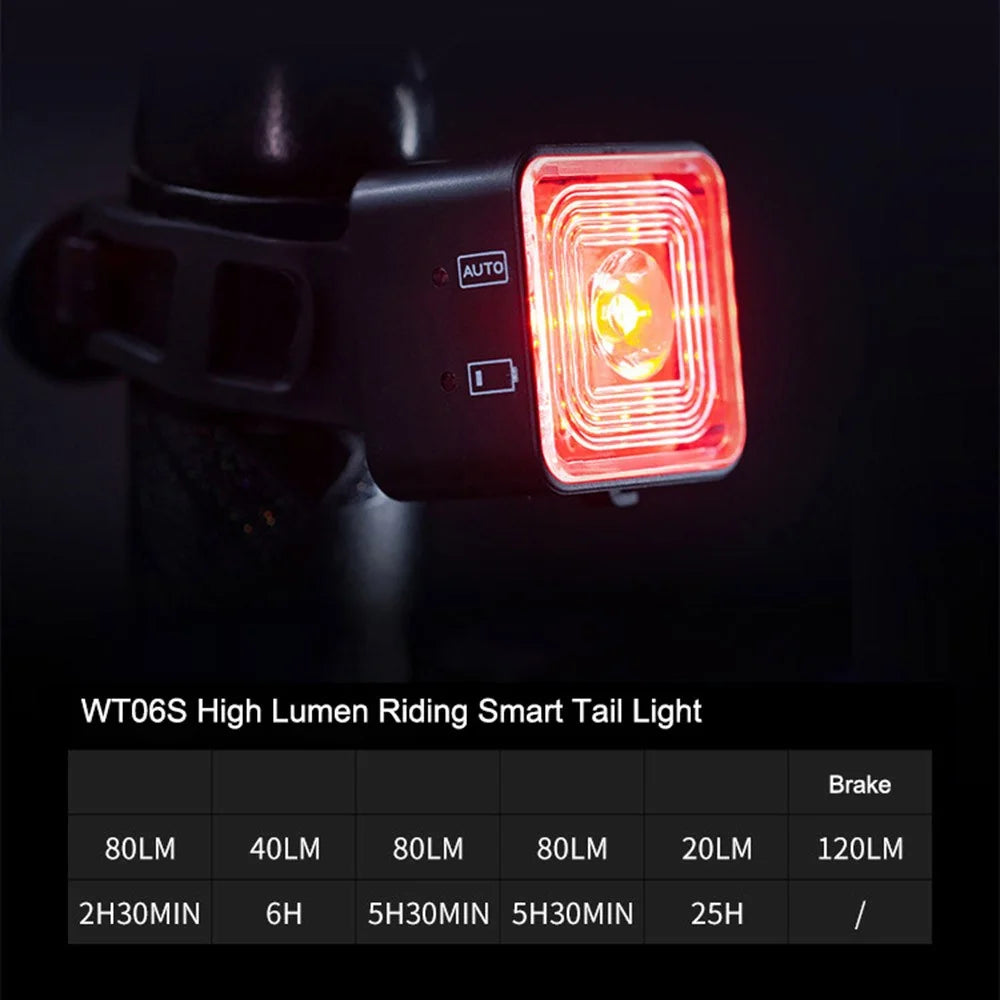 WIND&MOON WT06S Intelligent Bicycle Rear Light Bike Smart Sensor Brake USB Rechargeable Waterproof Tail Light Lamp - 7