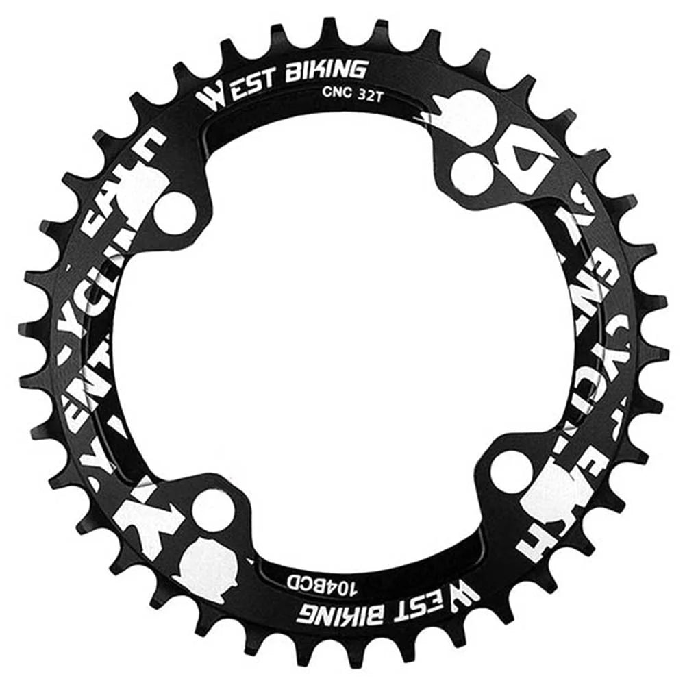 WEST BIKING 104BCD 32T Positive and Negative Single Chainring Aluminum Alloy CNC MTB Toothed Discs for Bikes - Black - 1
