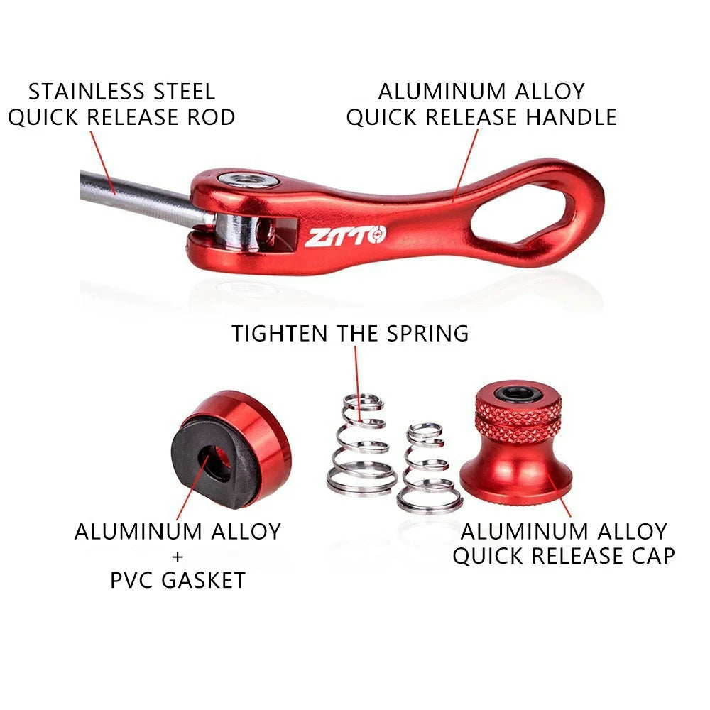 ZTTO LXKCG 1 Pair Bicycle Quick Release Skewer Bike Rear Wheel Quick Release Replacement Axle - Red - 2