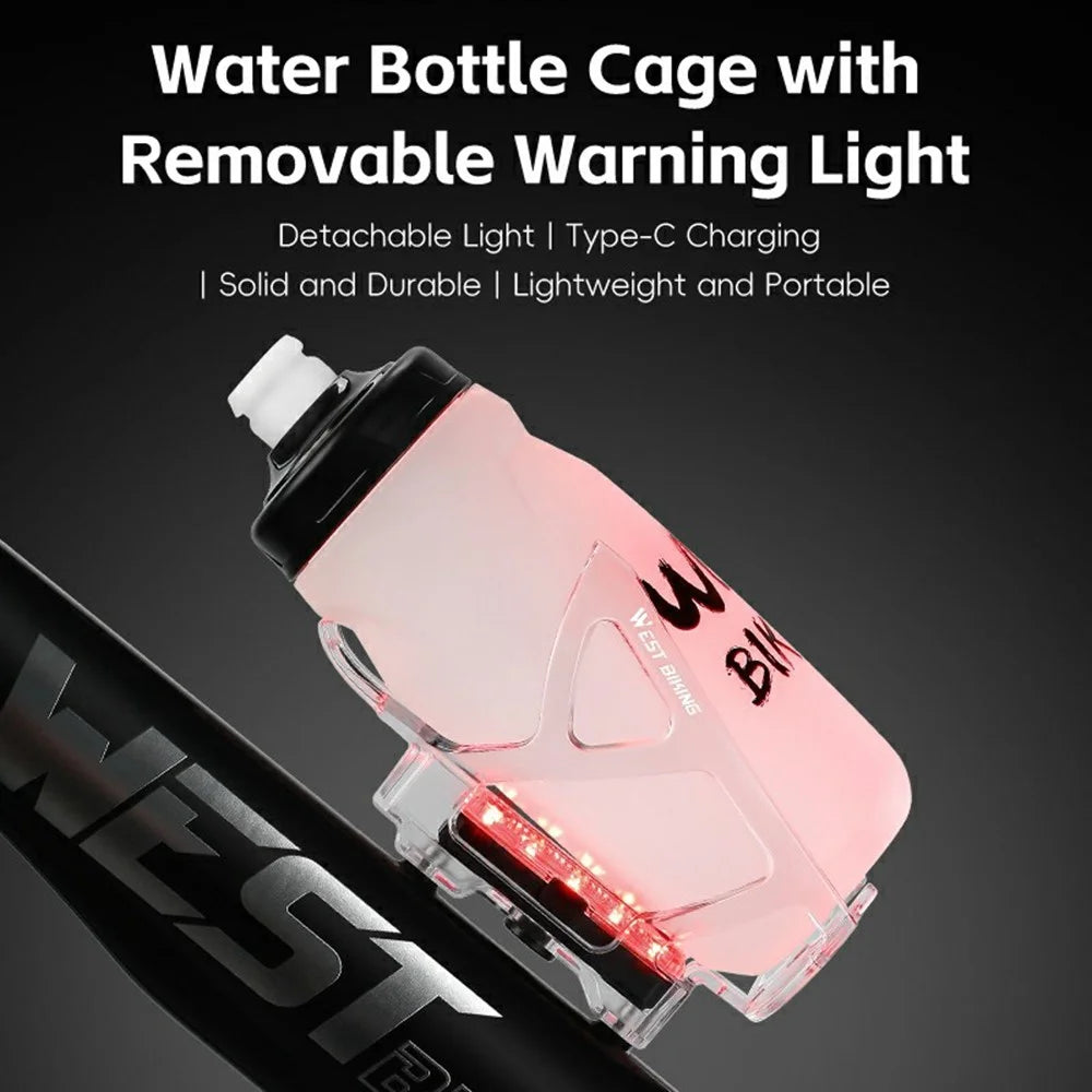 WEST BIKING YP0704049 For Mountain Road Bike Water Bottle Cage with Detachable Warning Light - Transparent - 3