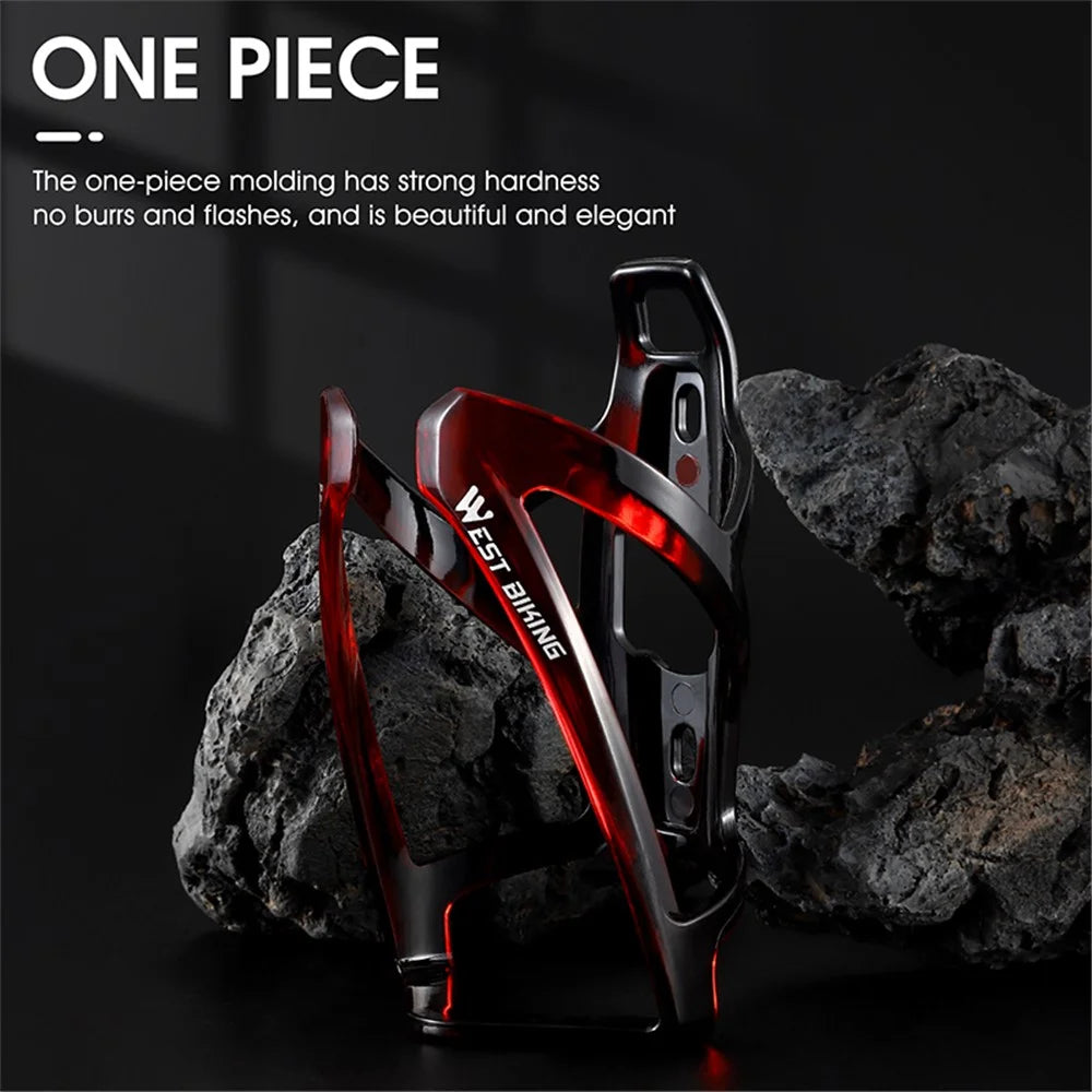 WEST BIKING YP0704037 Bicycle Bottle Cage MTB Road Bike Plastic Water Bottle Holder Rack with Screws - Black/Red - 5