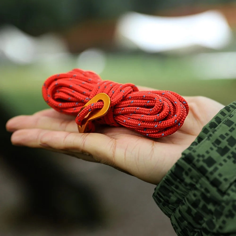 8 Bundles of Luminous Reflective Hiking Guyline High-Strength Outdoor Camping Adjustable Tent Rope with Aluminum Alloy Tensioner - Yellow - 5