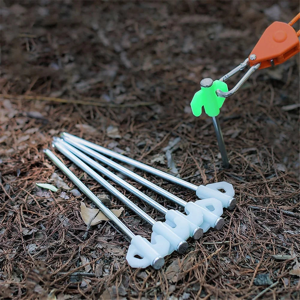 HALIN 5Pcs / Set 21cm Luminous Tent Nails PC + Steel Wind Rope Noctilucent Ground Nails - 2