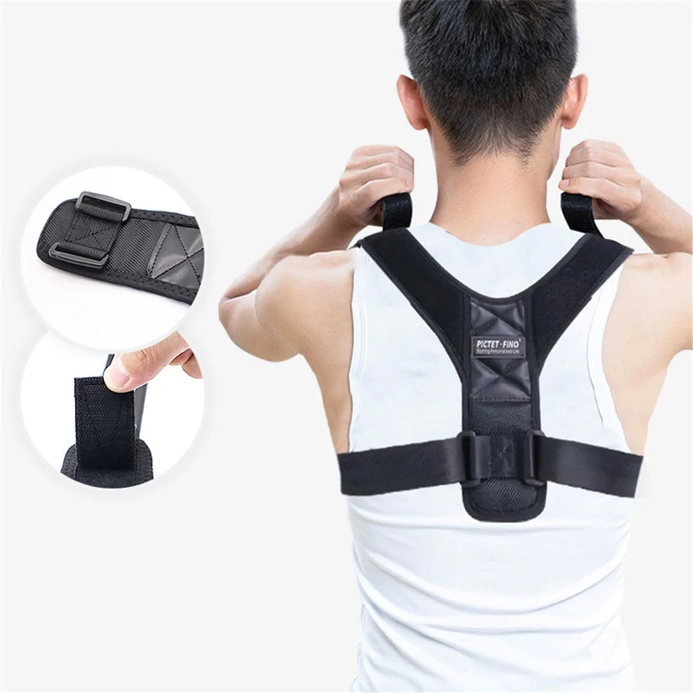 PICTET.FINO RH58 Adjustable Spine Back Brace Posture Corrector Men Women Posture Correction Lumbar Support Belt - Black, S - 7