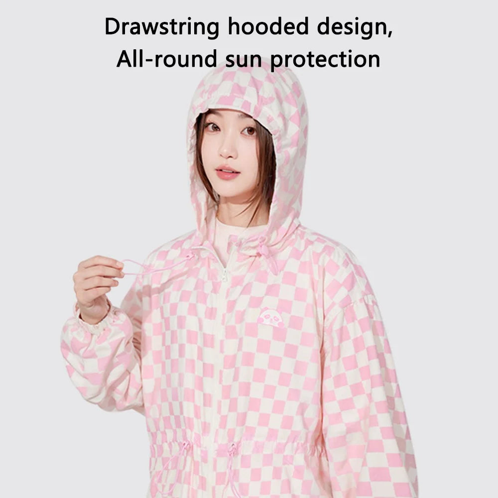 GOLOVEJOY FSY16 UPF 50+ Sun Protection Jacket Hoodie Clothing Summer Ice Silk Shirt - Short / Pink / S - 3