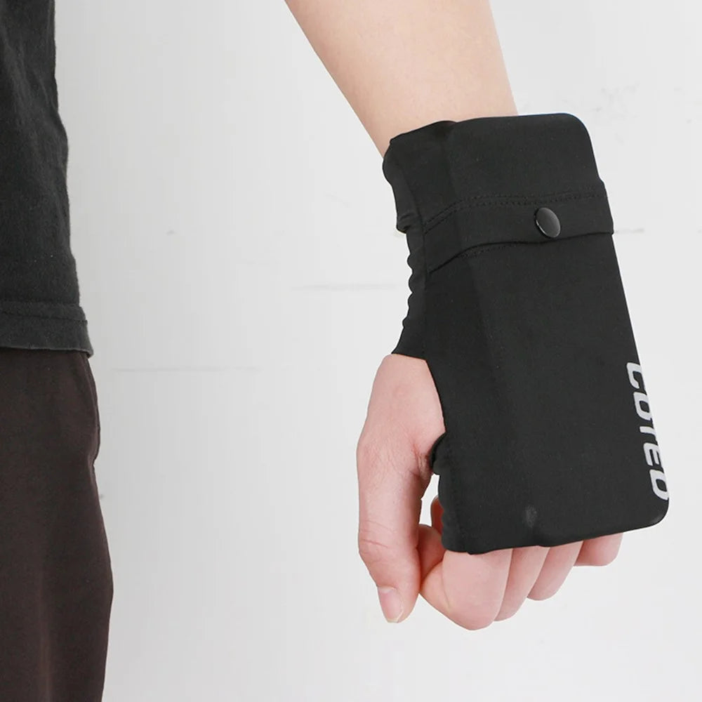 Outdoor Sports Phone Holder Glove Pouch Card Keys Storage Bag with Thumb Hole - Black S / Left Hand - 4