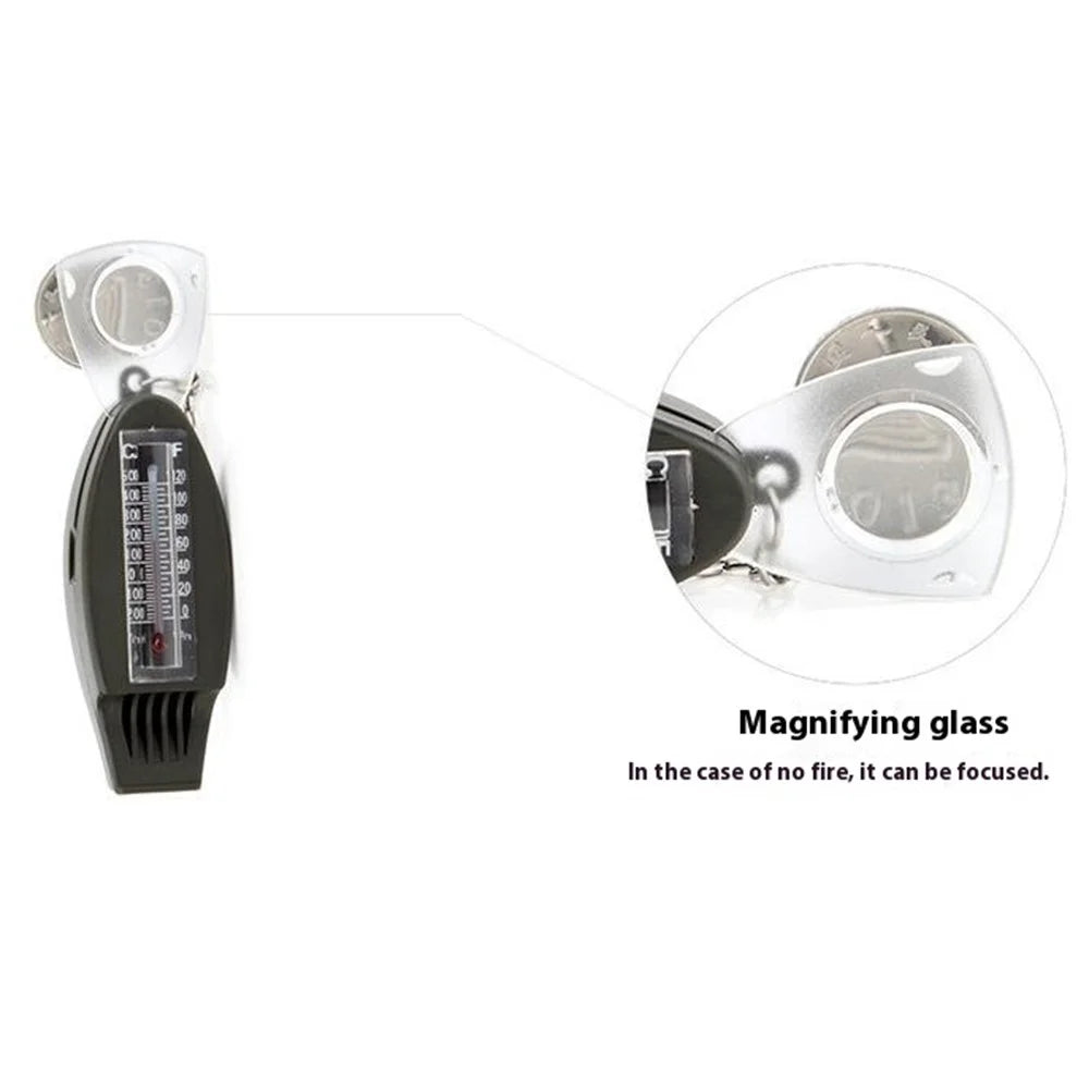AOTU Multifunction 4 In 1 Survival Tool Whistle Compass Glass Magnifier Thermometer - 4