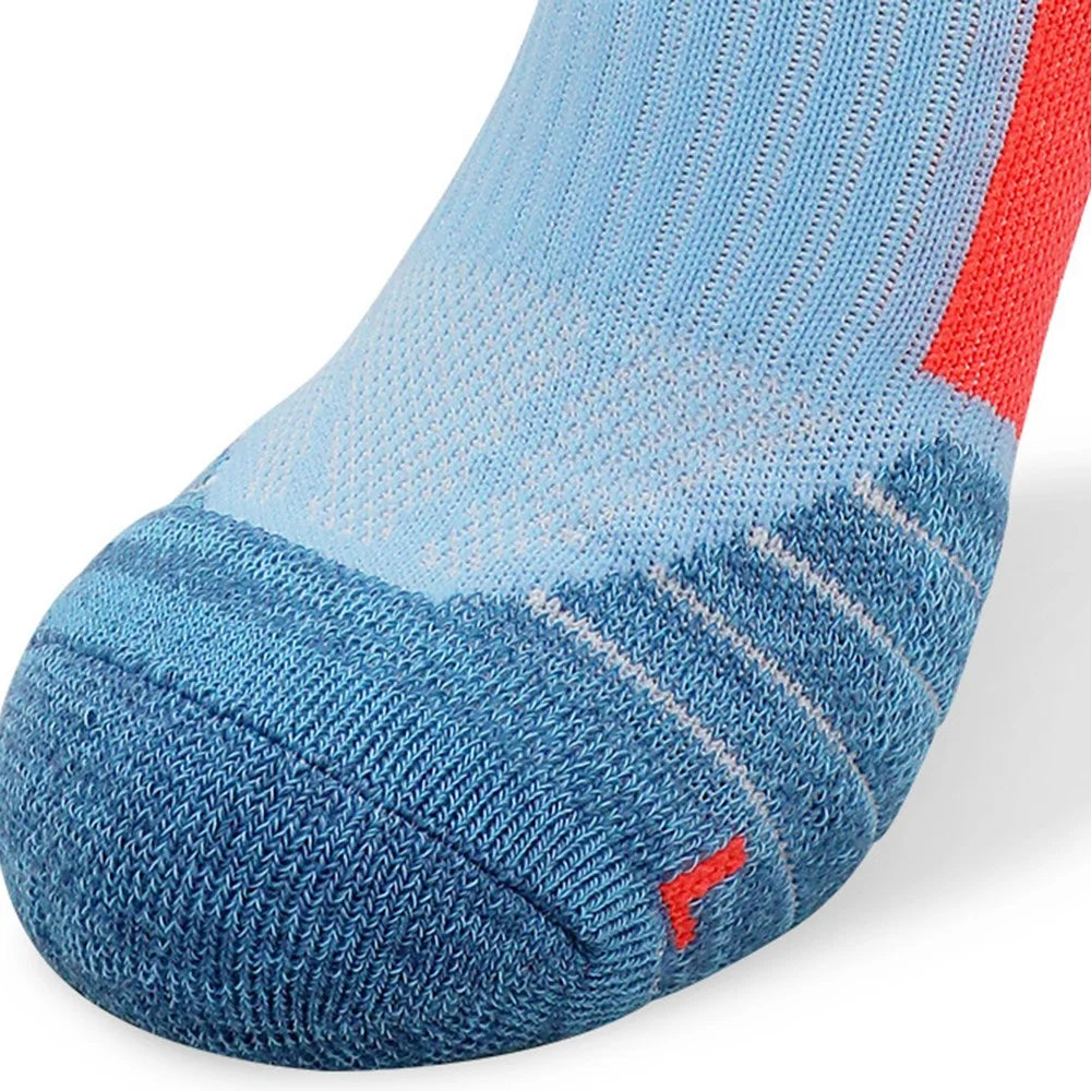 PORFIN JCB3009 1 Pair Breathable Low Cut Compression Running Socks for Men Women Marathon Cycling M Size 34-38 - Blue and Orange - 2