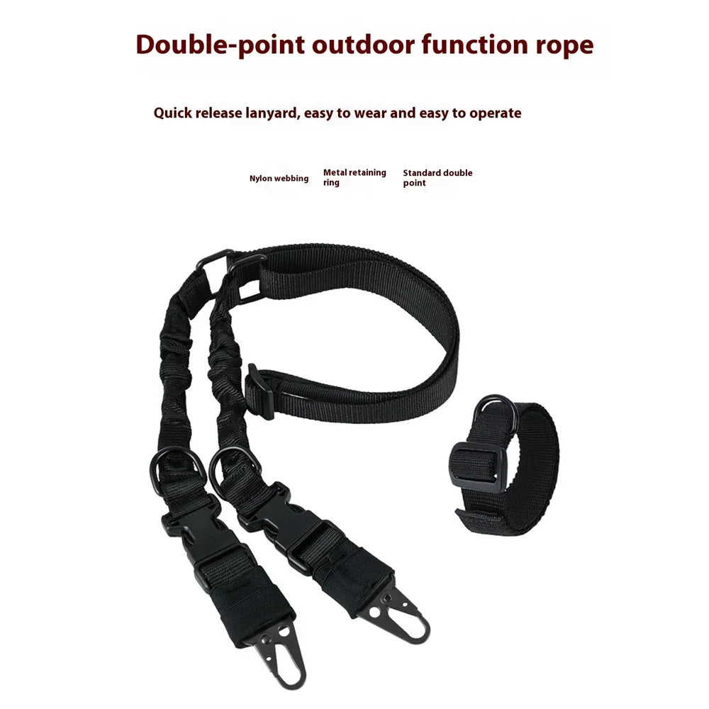 038-1 134-194cm Adjustable Outdoor Gun Sling Two Points Rifle Sling CS Tactical Strap - Black - 2