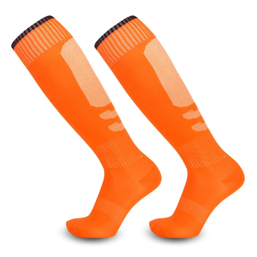 CDP513 1 Pair Adult Soccer Socks Summer Breathable High Tube Anti-Skid Sports Socks - Orange - 1