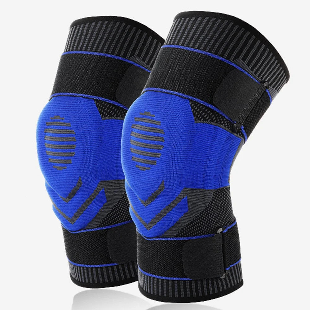 KYNCILOR ABO06 Athletics Knee Compression Sleeve Keep Warm Knee Support Knee Brace for Pain Relief, Fitness, Weightlifting, Hiking, Sports - Black / Blue//M - 2