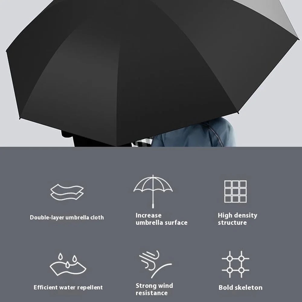 135cm Double Layer Automatic Umbrella Long Handle Umbrella with Sleeve - Blue - 2