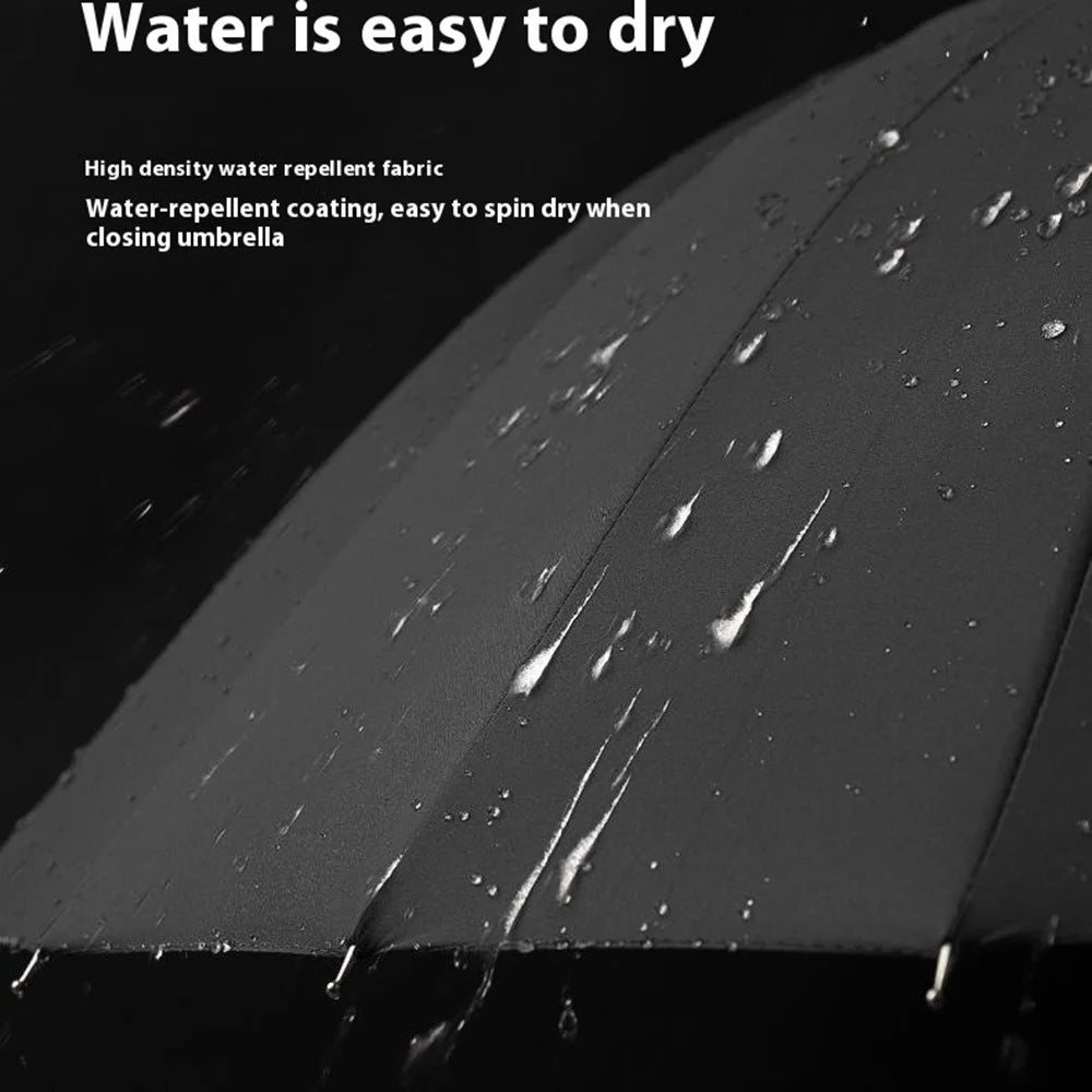 107cm Automatic Long Umbrella 8 Ribs Frosted Handle Umbrella with Sleeve - Black - 4