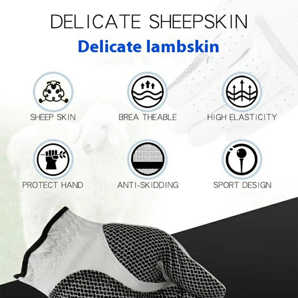 GOG 1Pc Sheepskin Leather Golf Glove Anti Slip Club Swing Putting Mittens for Men - Left Hand / Size 22 - 2