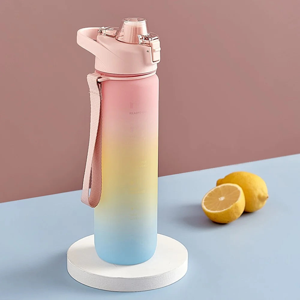 Summer Outdoor Sports PC Water Bottle 1000ml Large Capacity Portable Space Cup (BPA Free, No FDA) - Grey - 2