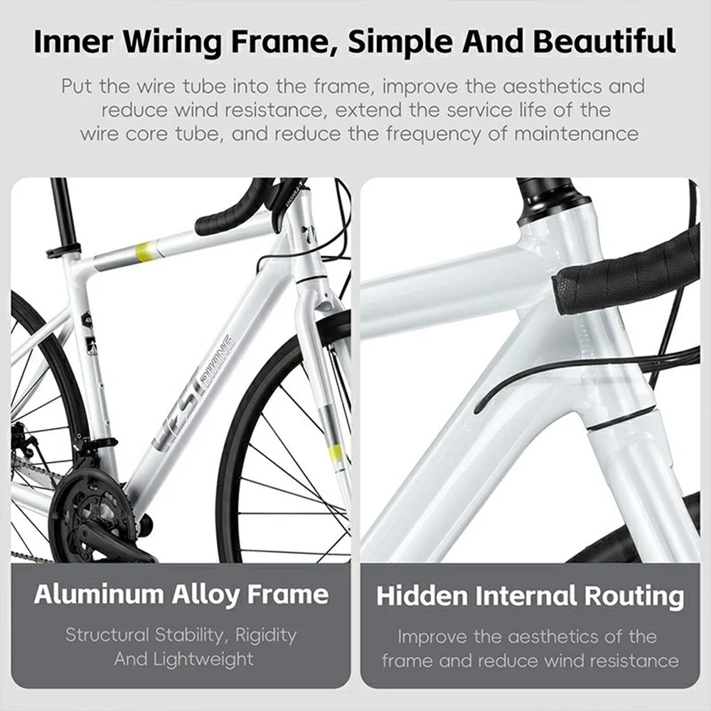WEST BIKING JX100 700C Road Bike Lightweight Aluminum Alloy Disc Brake Bicycle for 165 - 178cm Height - Black - 3